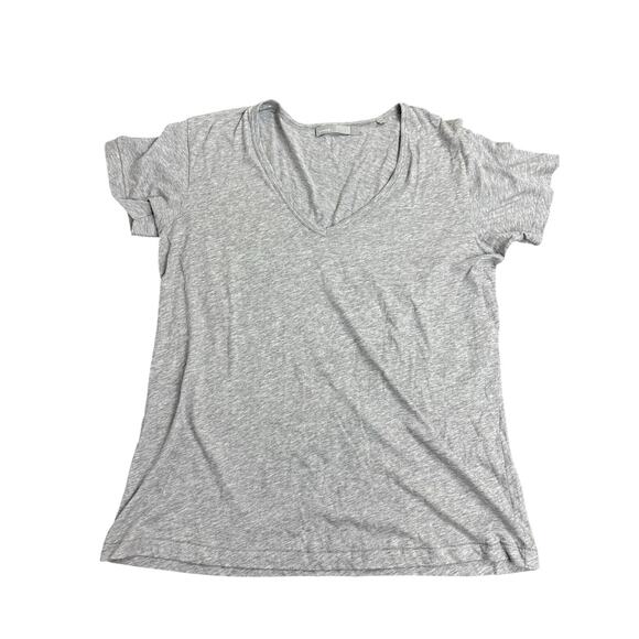Vince Gray V-Neck T-Shirt Women’s Size L Short Sleeve Lightweight Basic Tee - Picture 1 of 6